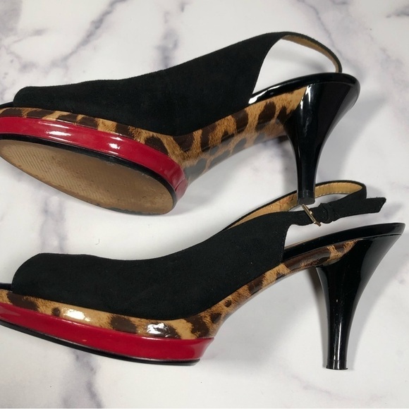 Nine West Sharina Leopard Bottom Slingback Shoes, Size 7M - Picture 2 of 10